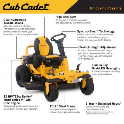 Ultima ZTS1 42 In. Fabricated Deck 22HP V-Twin Kohler 7000 Series Engine Dual Hydro Drive Gas Zero Turn Riding Mower